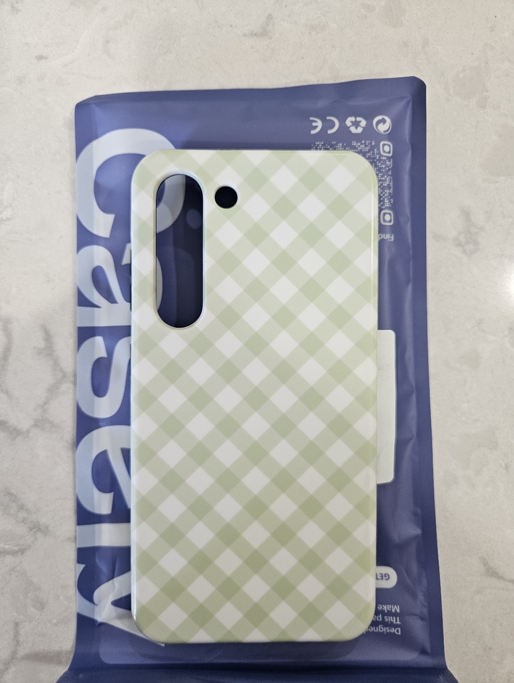 Casely Sunday Best Mint Gingham Phone Case - Light Green & White Galaxy S23